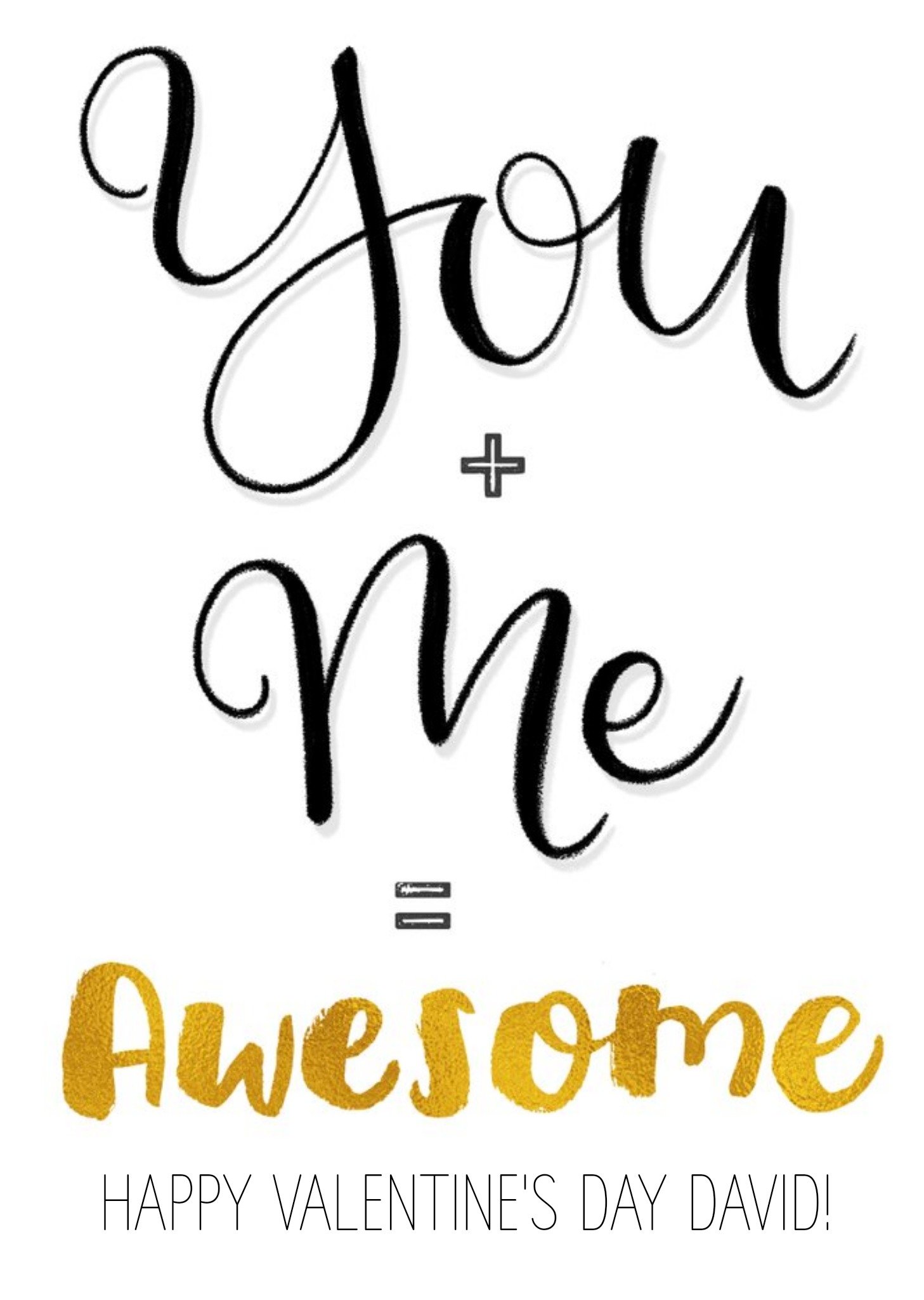 You & Me Equals Awesome Personalised Valentine's Day Card Ecard