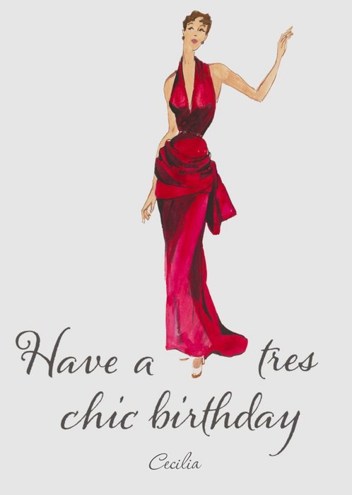 V And A Vintage Fashion Illustration Tres Chic Birthday Card
