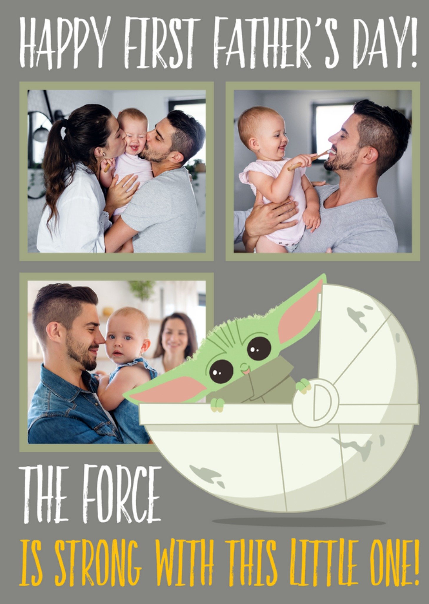 Disney Star Wars The Mandalorian Happy Fathers Day The Force Is Strong Photo Upload Card, Large