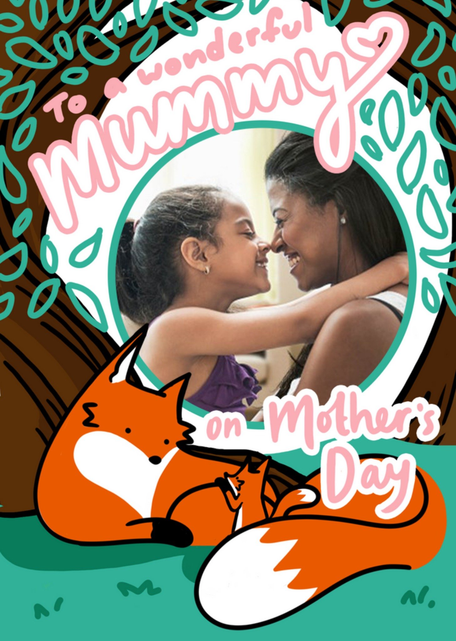 Cute Mummy Fox And Fox Cub Woodland Scene To A Wonderful Mummy Photo Upload Mother's Day Card Ecard