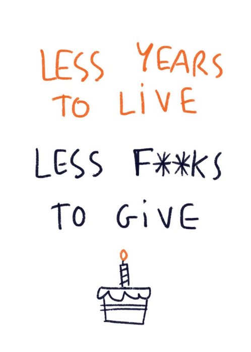 Less Years To Live Less F**ks To Give Birthday Card