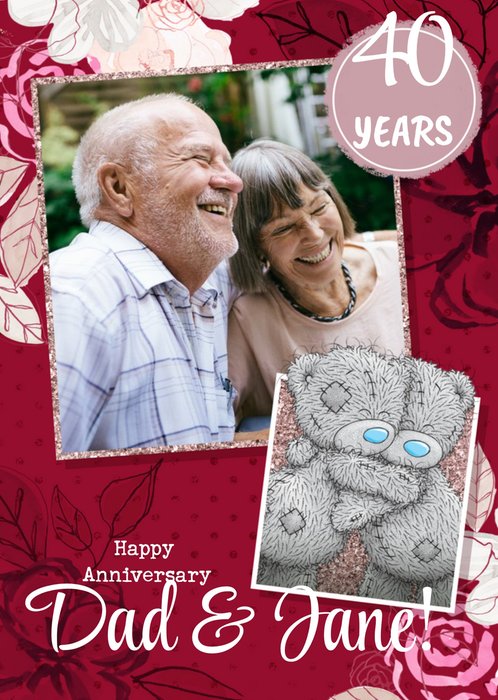 Me To You Tatty Teddy Dad and Partner 40 Year Anniversary Photo Upload Card