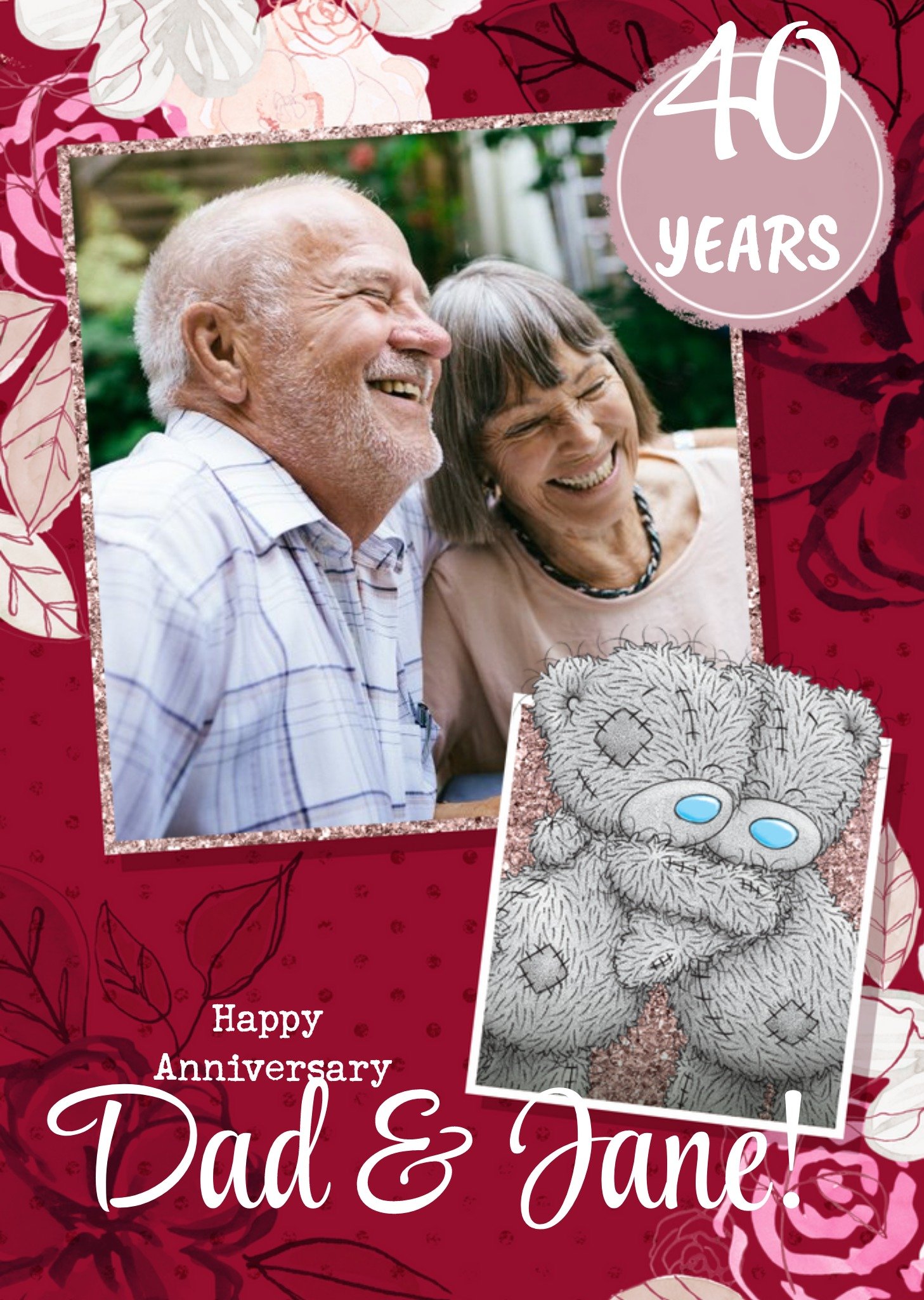 Other Me To You Tatty Teddy Dad And Partner 40 Year Anniversary Photo Upload Card Ecard