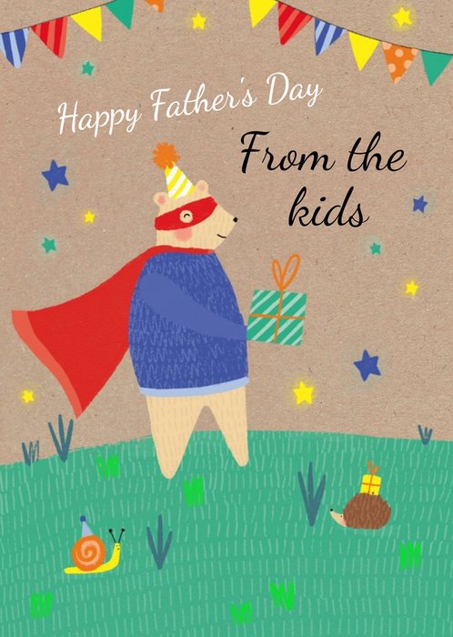 Cute Bear Illustration From The Kids Father's Day Card