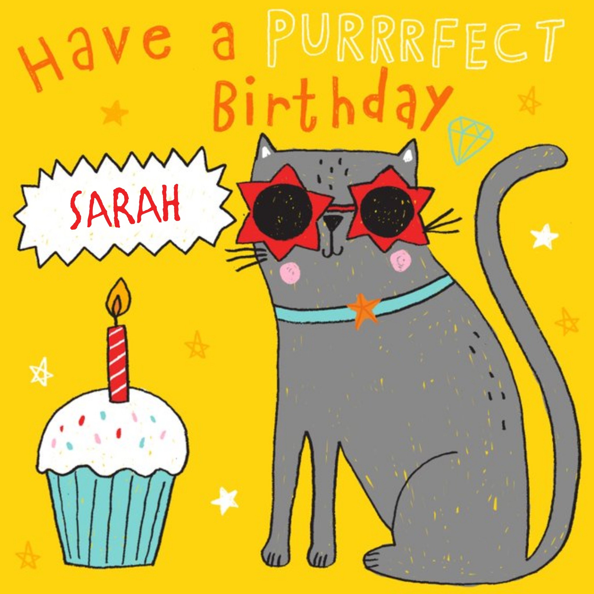 Moonpig Oodles Purrrfect Personalised Birthday Card, Square