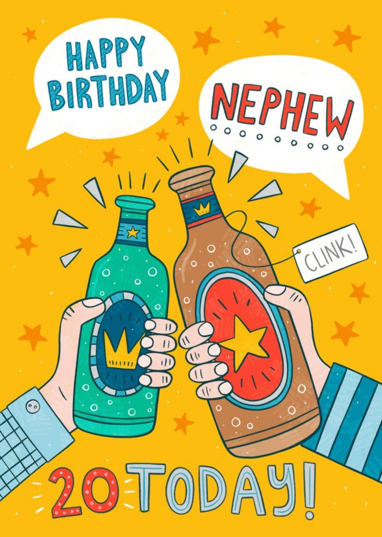 Moonpig Fun Illustration Typographic Happy Birthday Nephew 20 Today Card Ecard