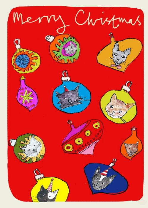 Merry Christmas Cat Bauble Card