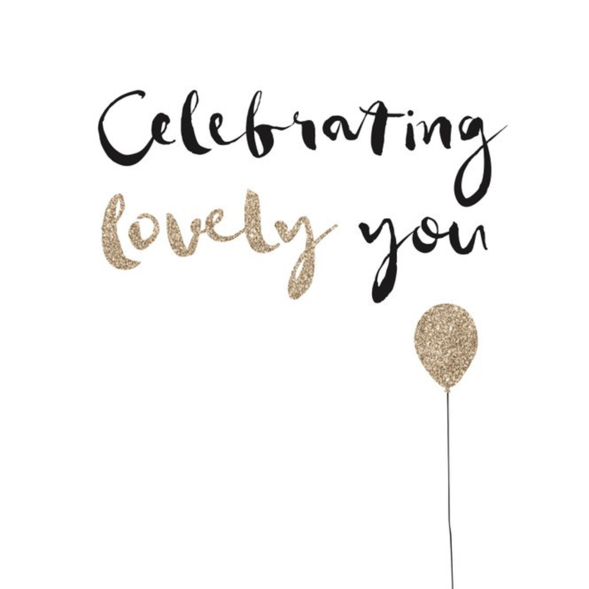 Ukg Typographic Black Gold Balloon Birthday Card, Square