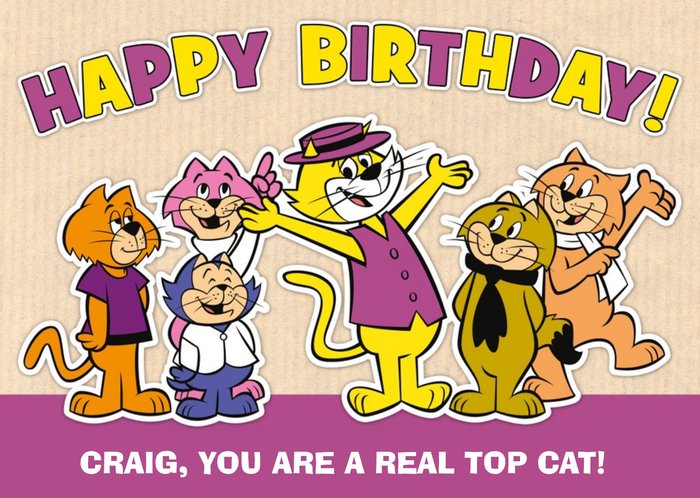 Top Cat And Friends Horizontal Personalised Happy Birthday Card