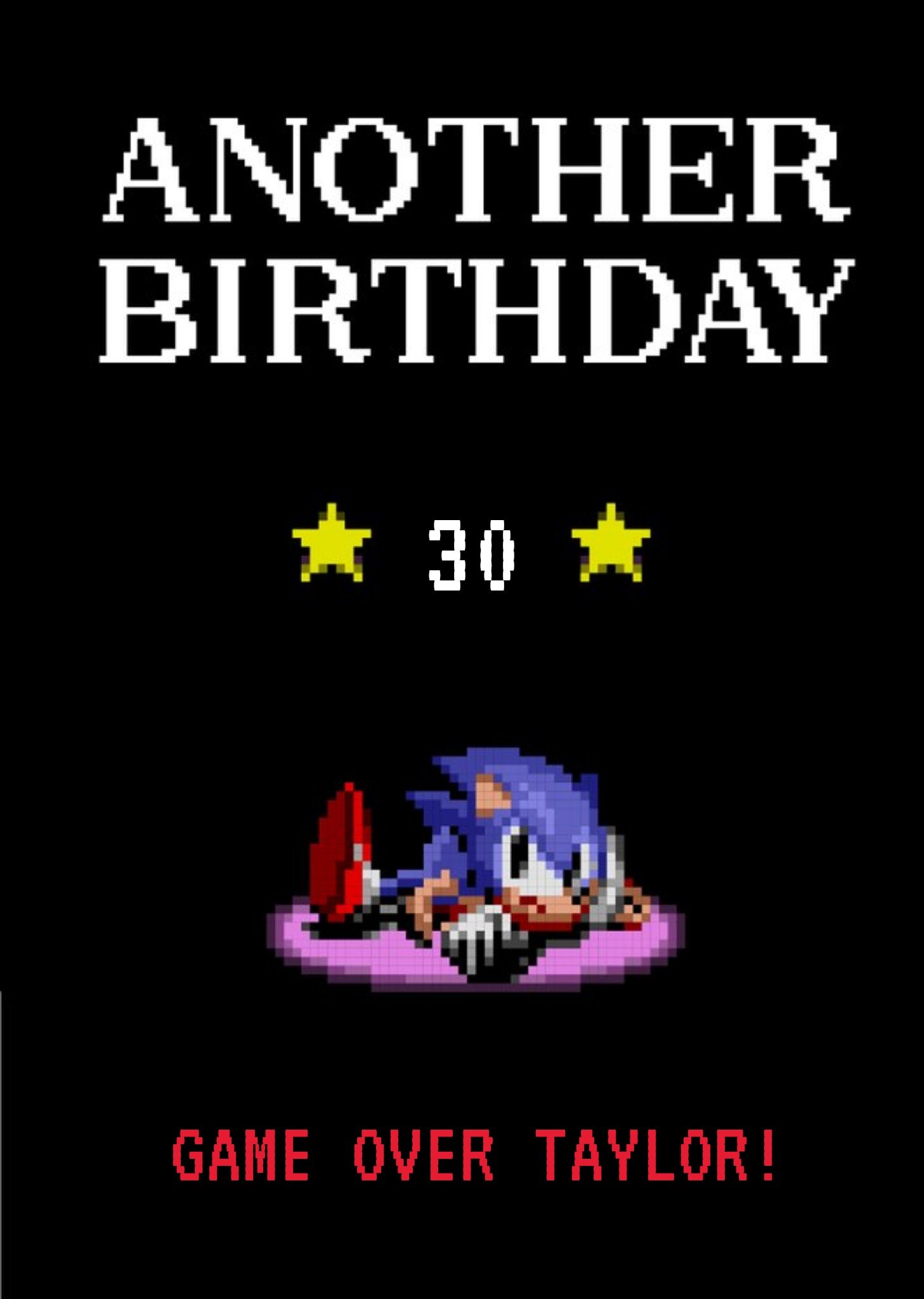 Sega Sonic Pixel Art Another Birthday Card, Large