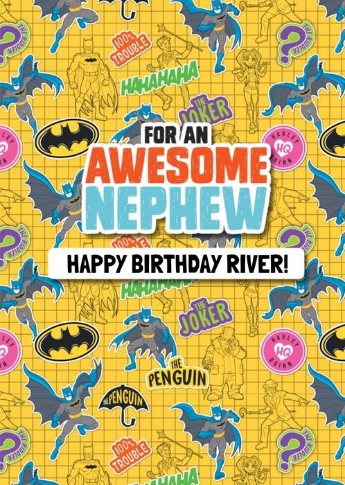 Batman Kids Awesome Nephew Birthday Card