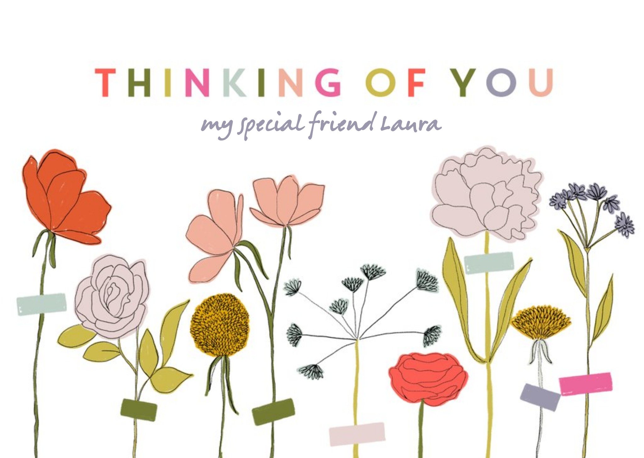Moonpig Thinking Of You Floral Postcard