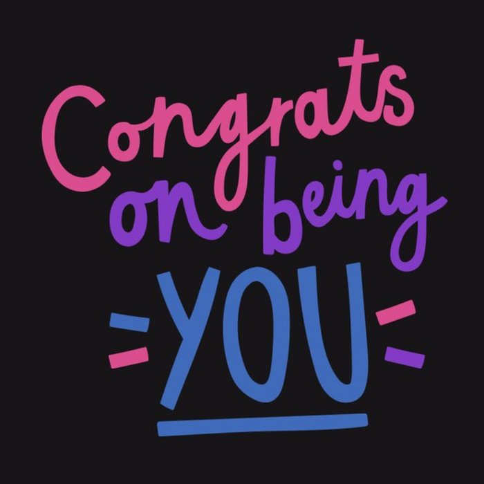 Typographic LGBTQ Coming Out Congrats On Being You Congratulations Card