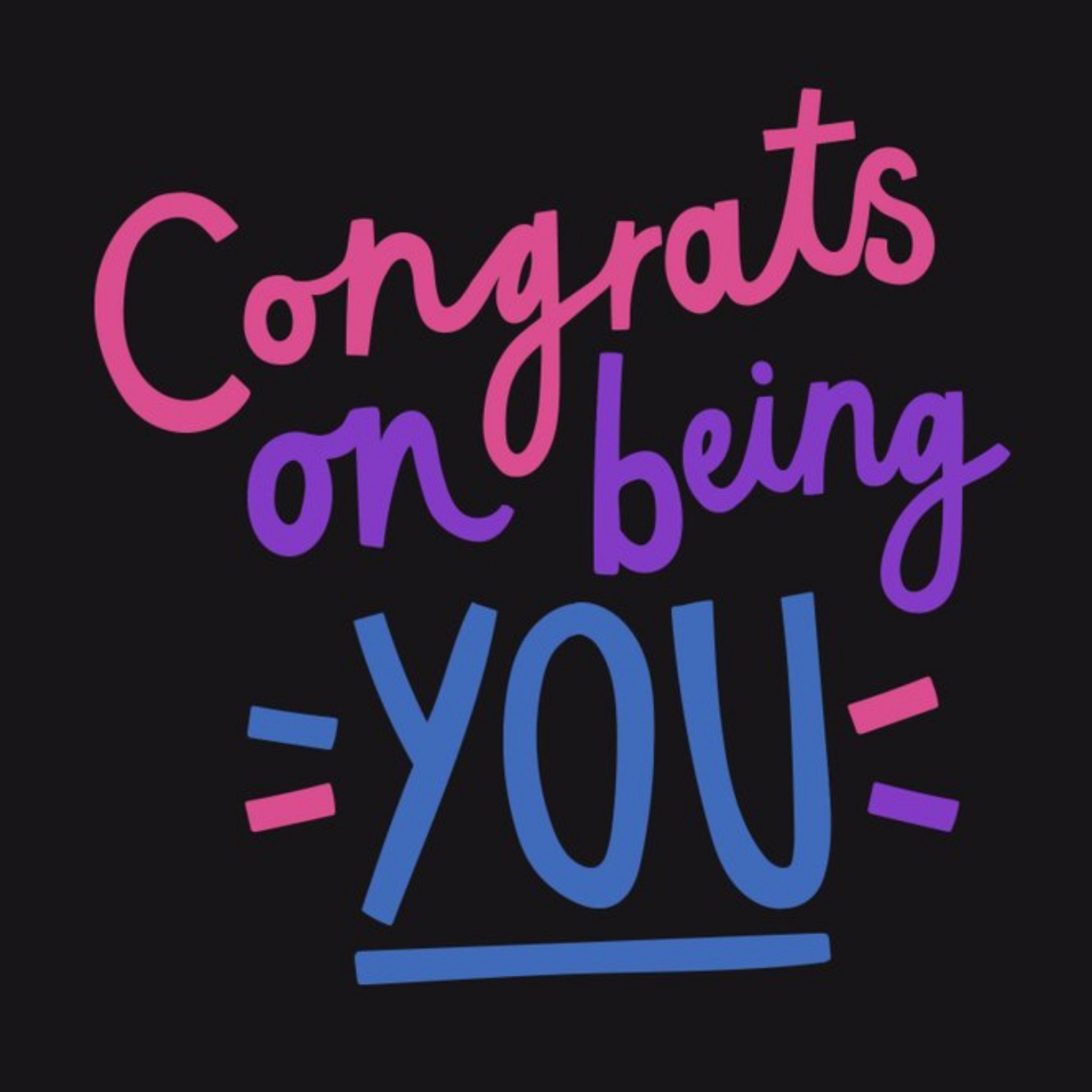 Typographic LGBTQ Coming Out Congrats On Being You Congratulations Card, Square