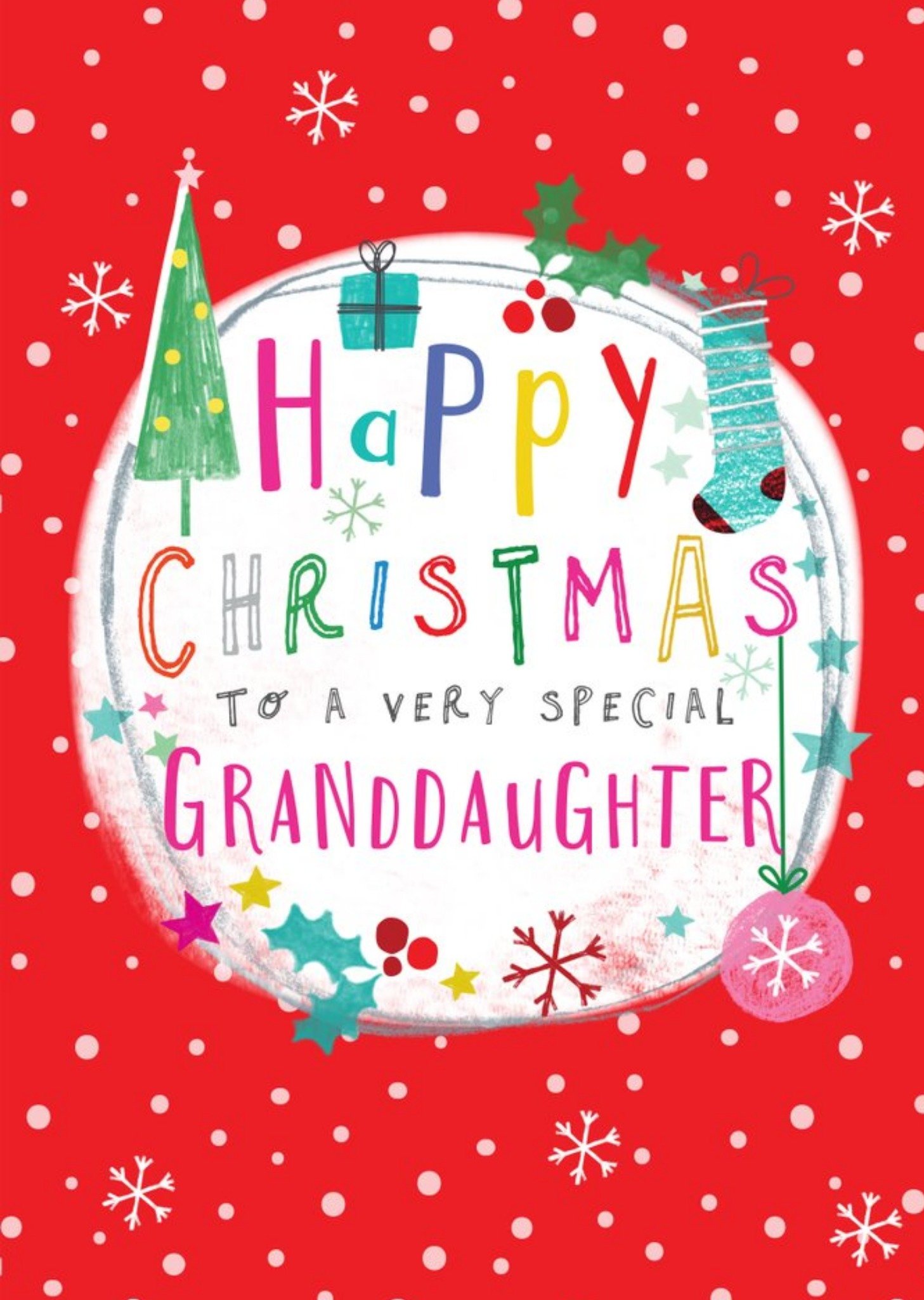 Modern Illustrated Happy Christmas To A Very Special Granddaughter Christmas Card