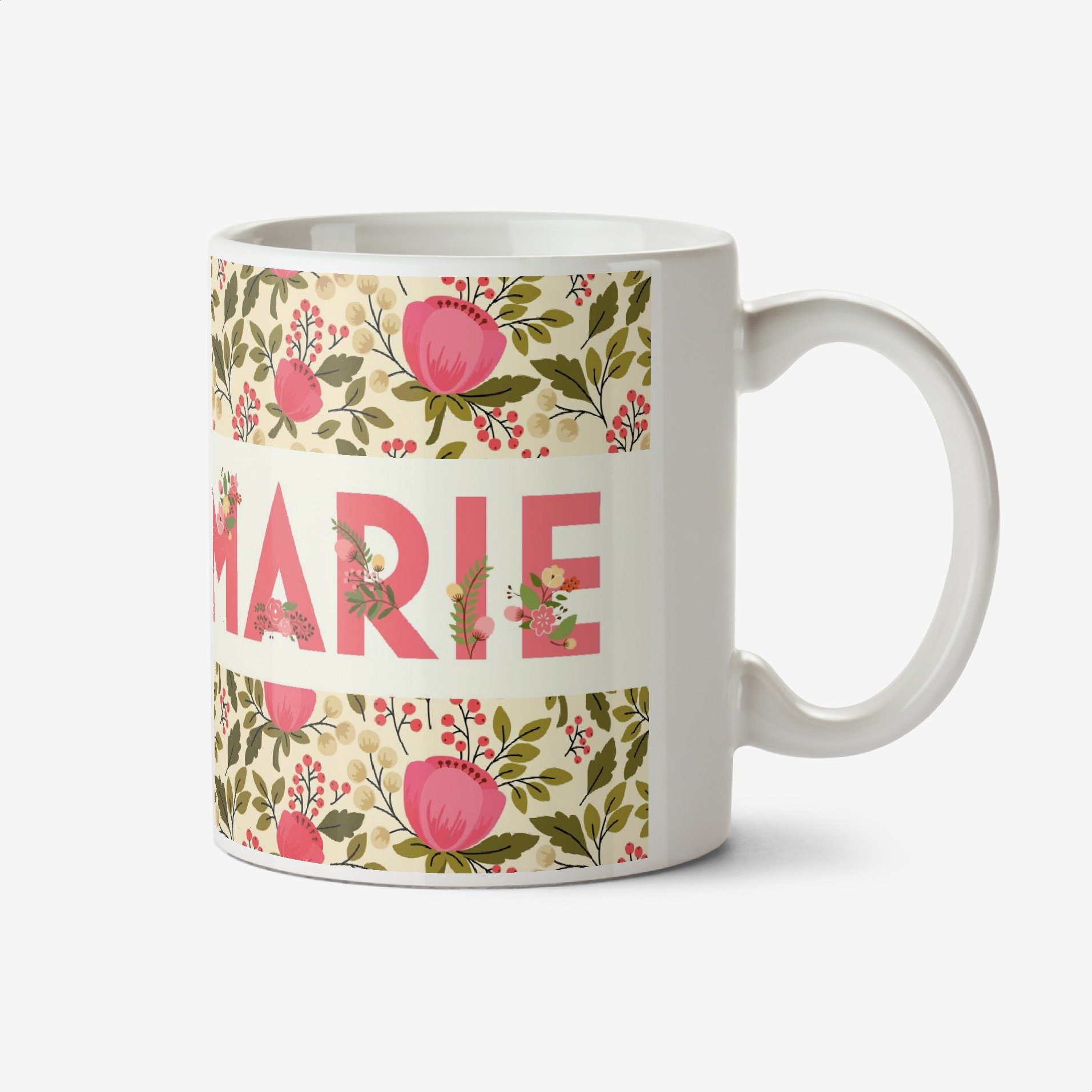 Personalised Floral Typographic Birthday Mug Ceramic Mug