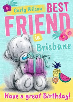 Tatty Teddy With Present In Brisbane Personalised Birthday Card For Best Friend