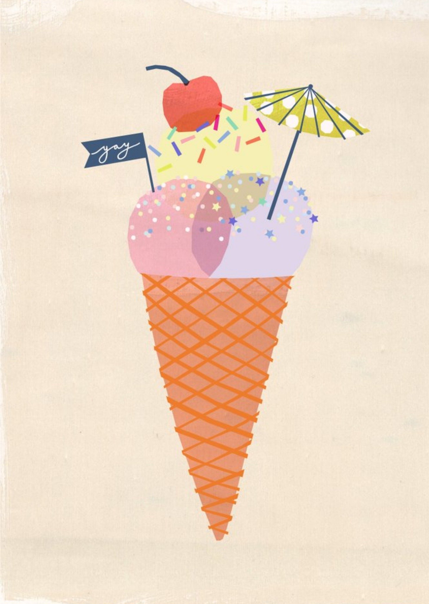 Moonpig Yay Ice Cream Cone Card, Large