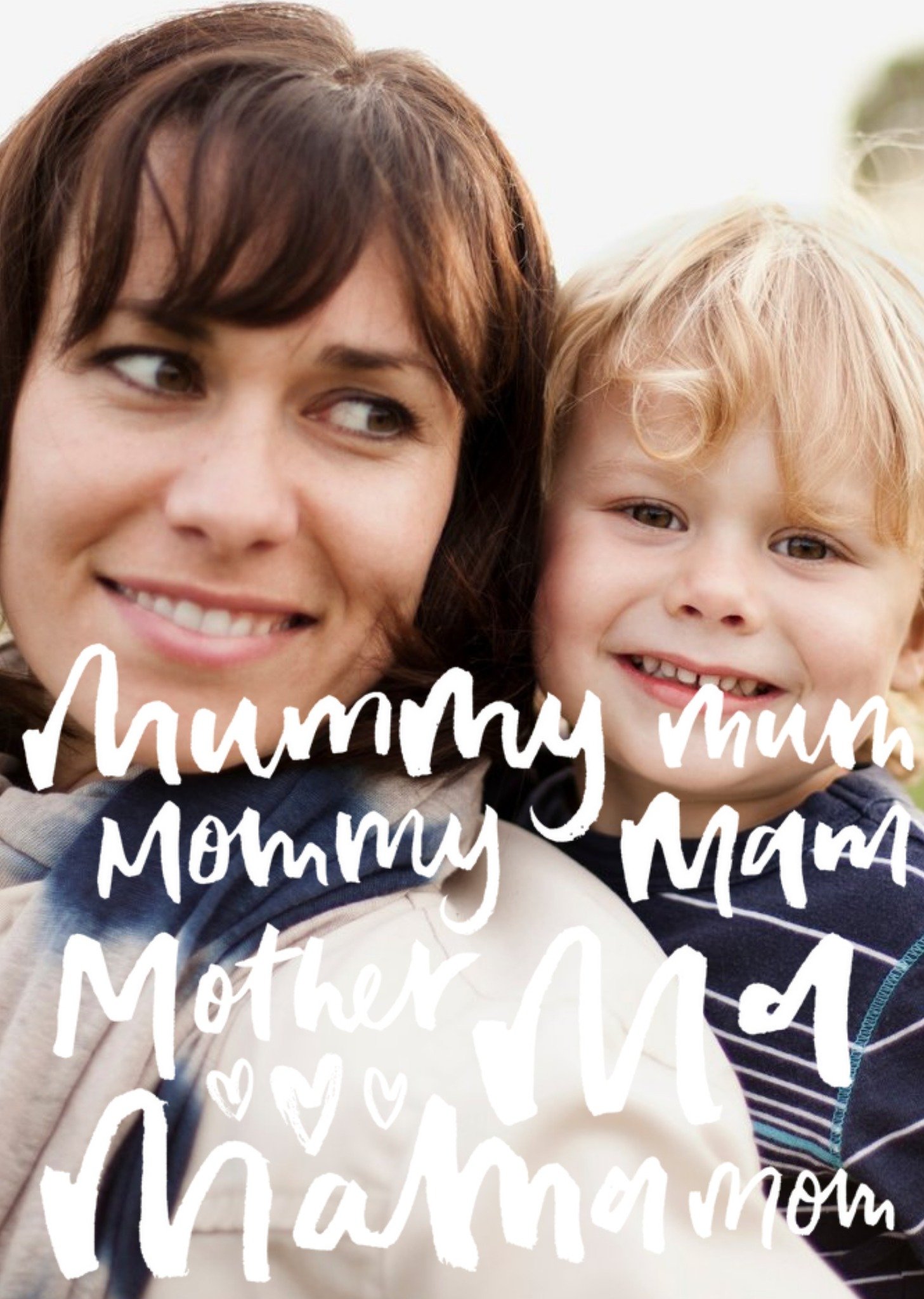 Moonpig Brush Script Mum, Mama, Mother Photo Card Ecard