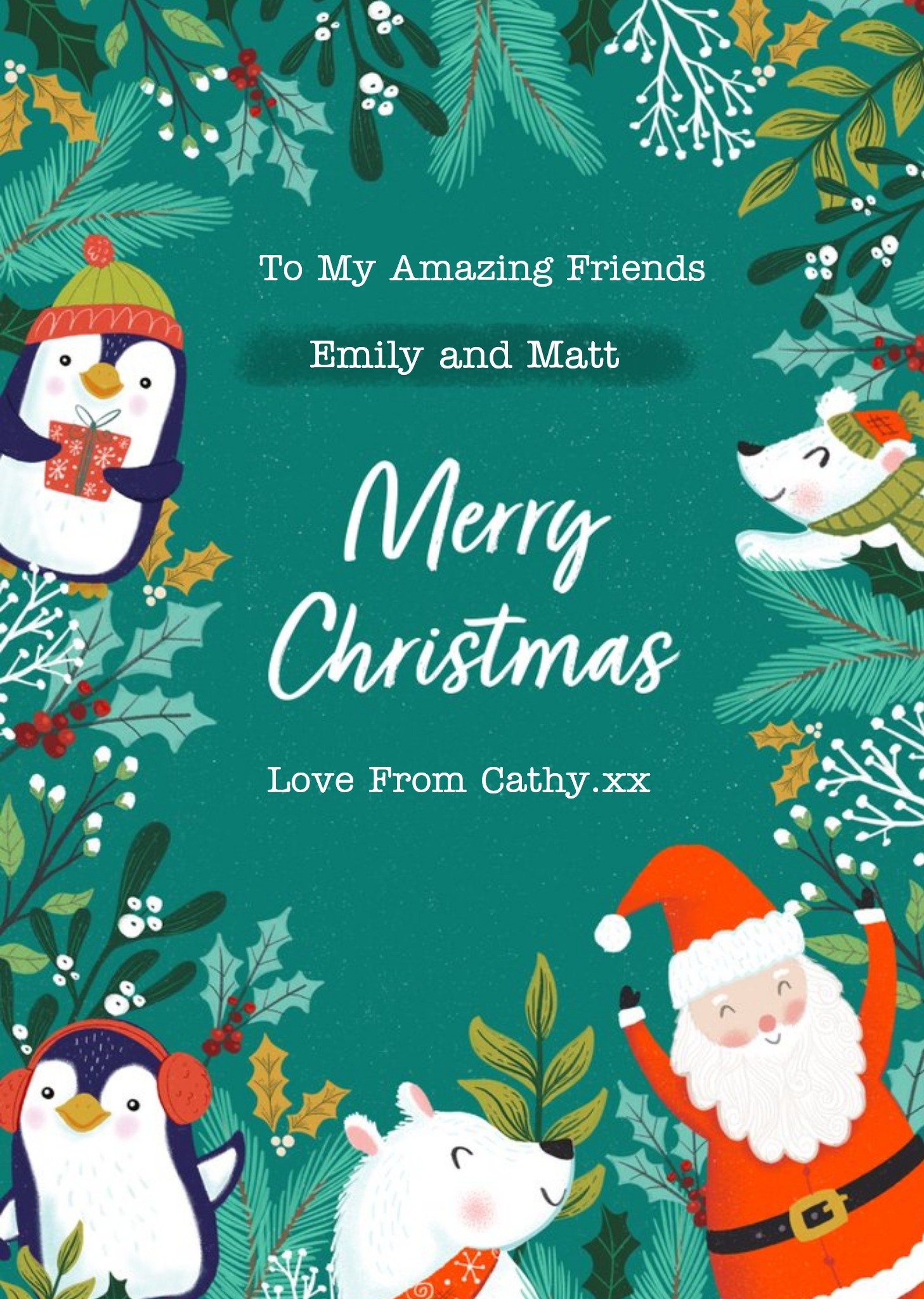 Cute Modern To My Amazing Friends Christmas Card Ecard