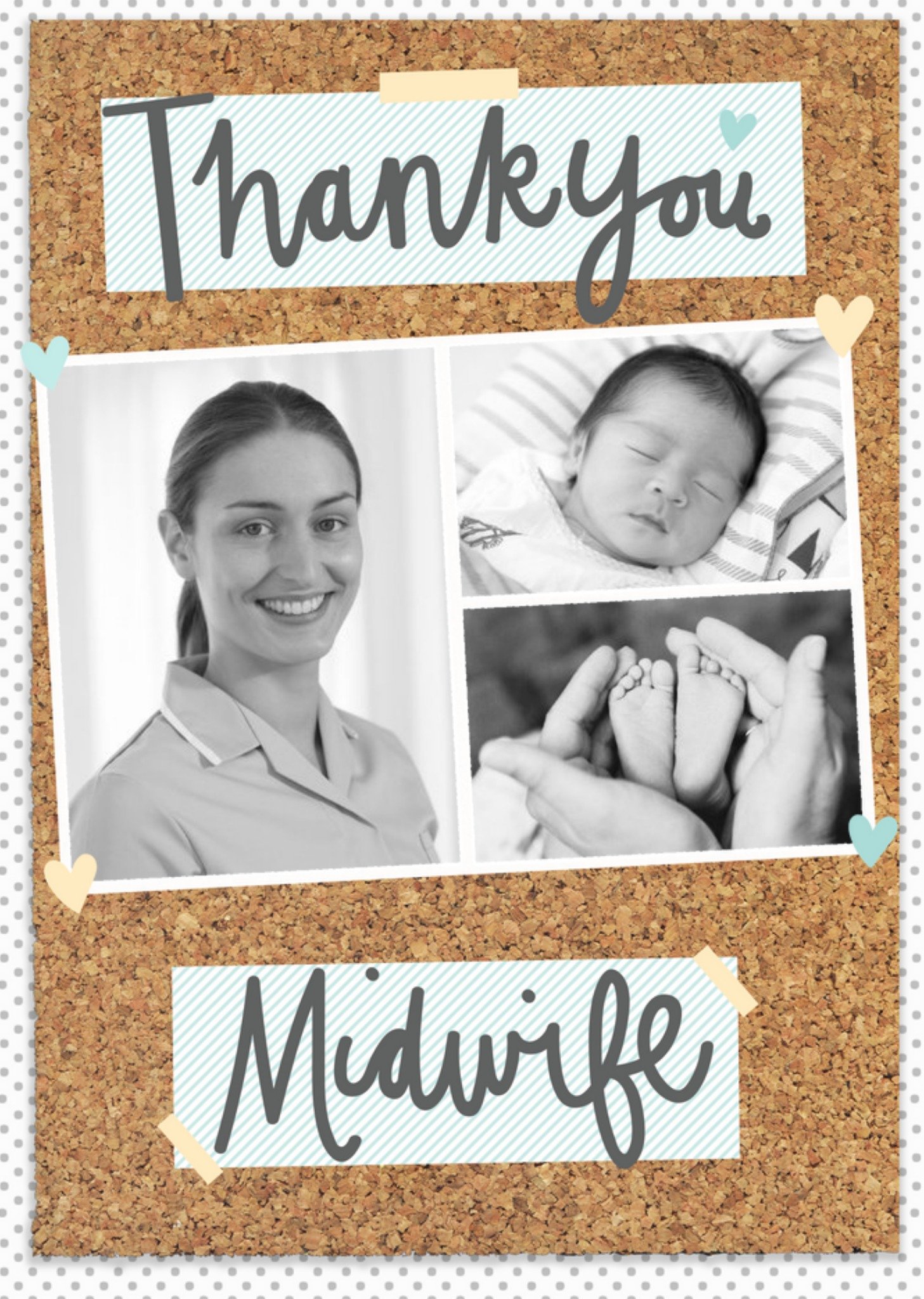 Moonpig Pinboard Thank You Midwife Photo Upload Postcard