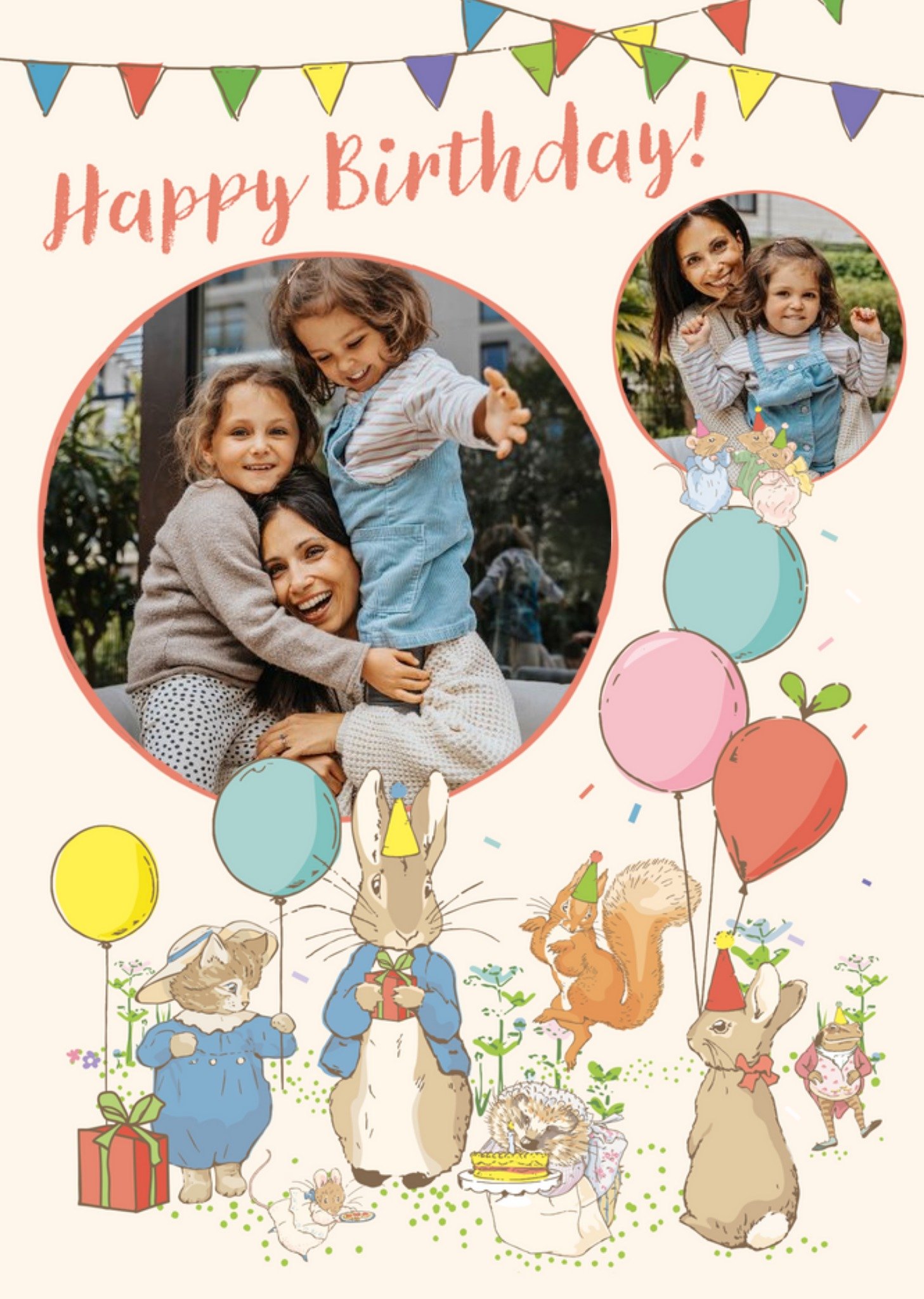 Peter Rabbit Beatrix Potter Illustrated Birthday Party Photo Upload Card