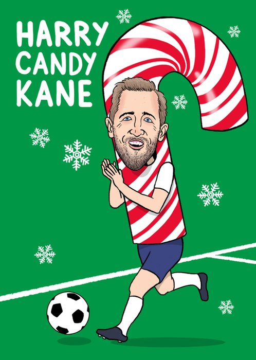 Funny Human Candy Cane Footballer Christmas Card