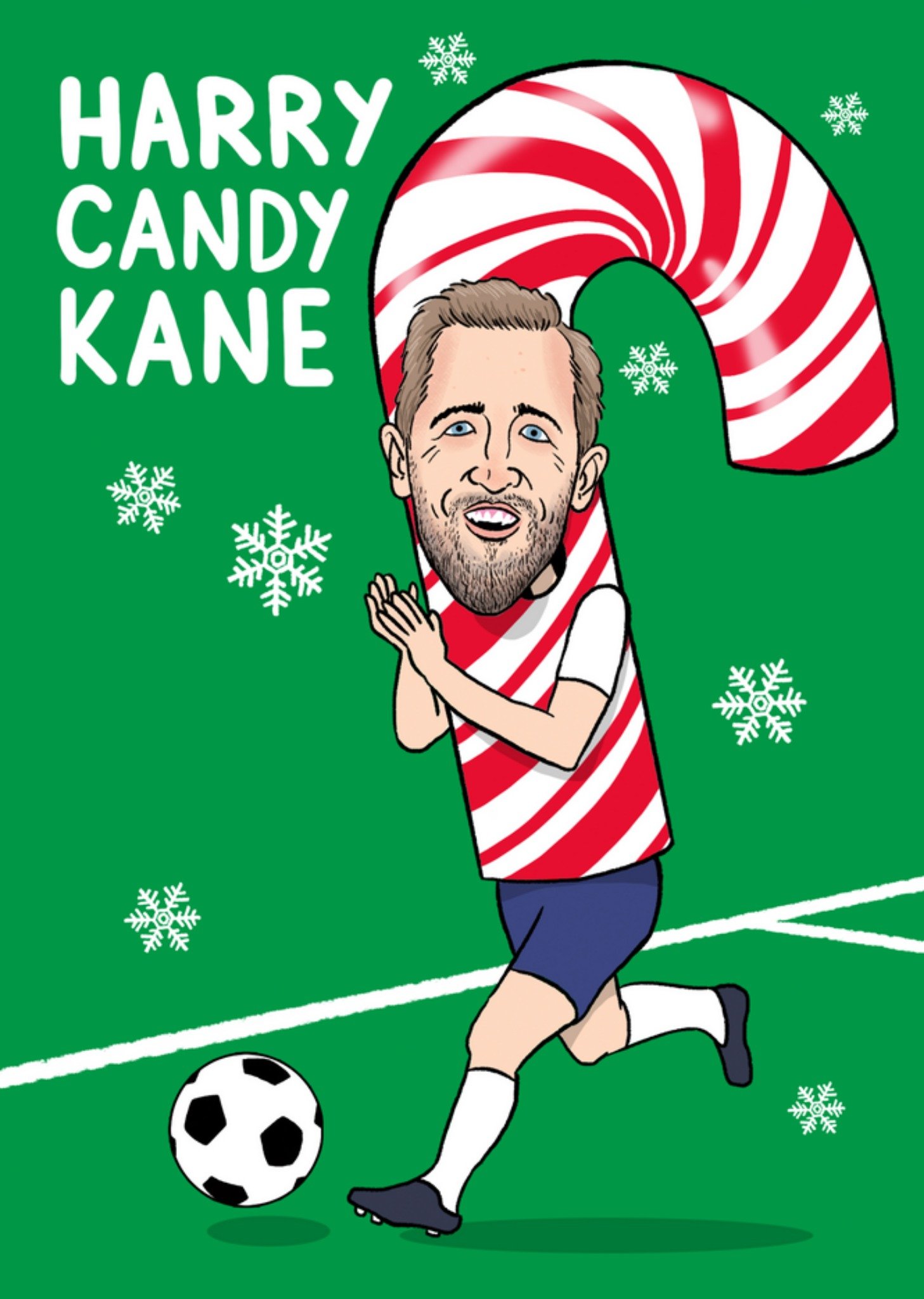 Moonpig Funny Human Candy Cane Footballer Christmas Card, Large