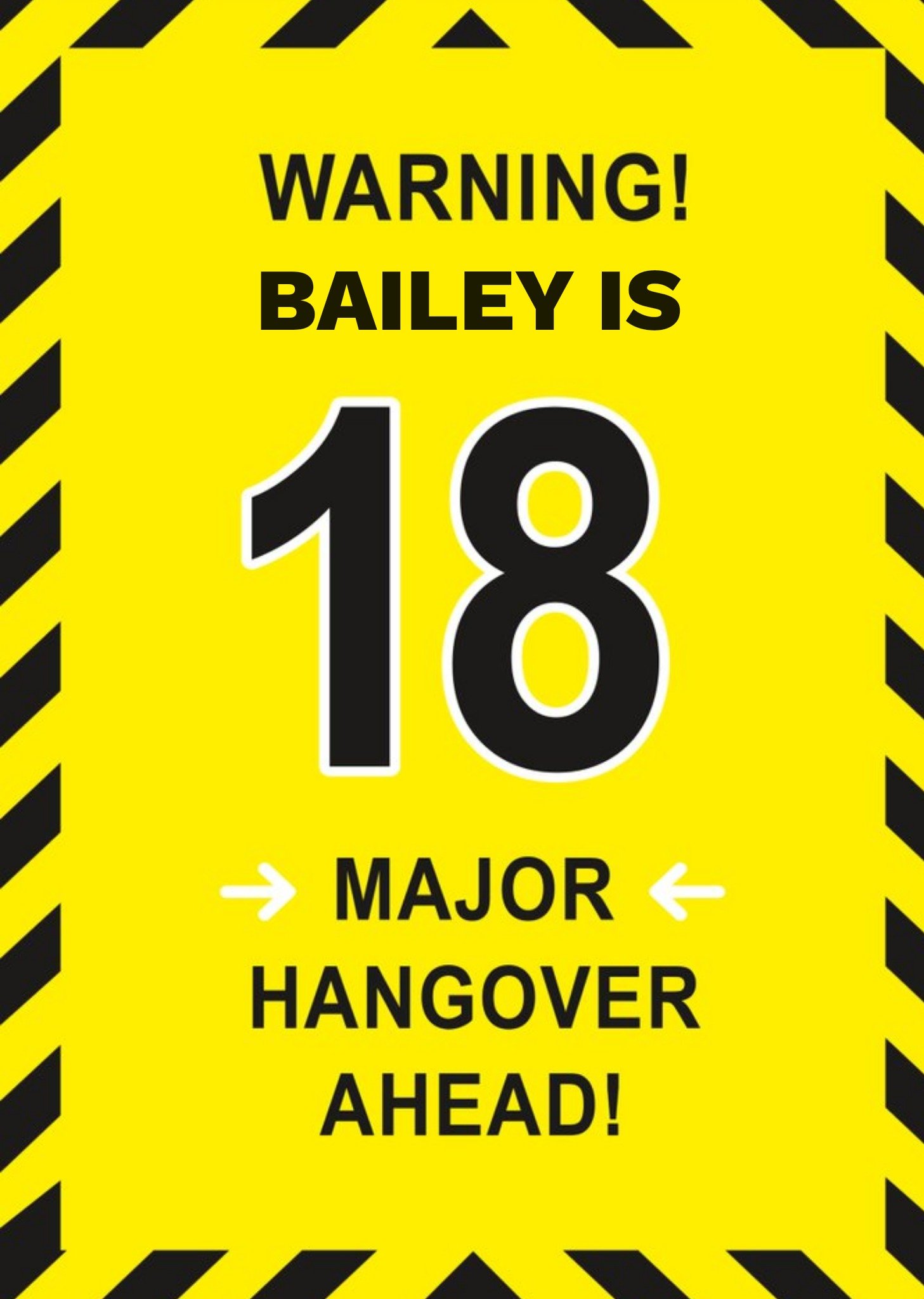 Moonpig Warning Major Hangover Ahead 18th Birthday Card, Large