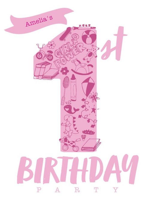 Personalised 1St Birthday Party Invitation In Pink