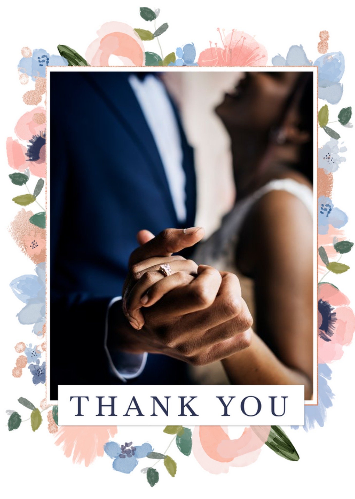 Flora Photo Upload Wedding Thank You Card, Standard