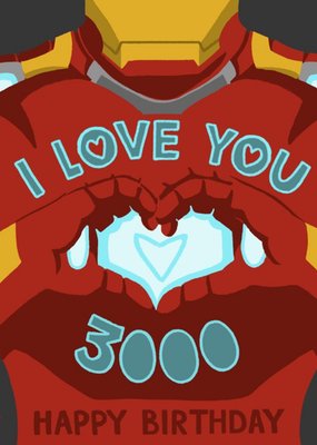 Marvel Comics Iron Man I Love You 3000 Birthday Card