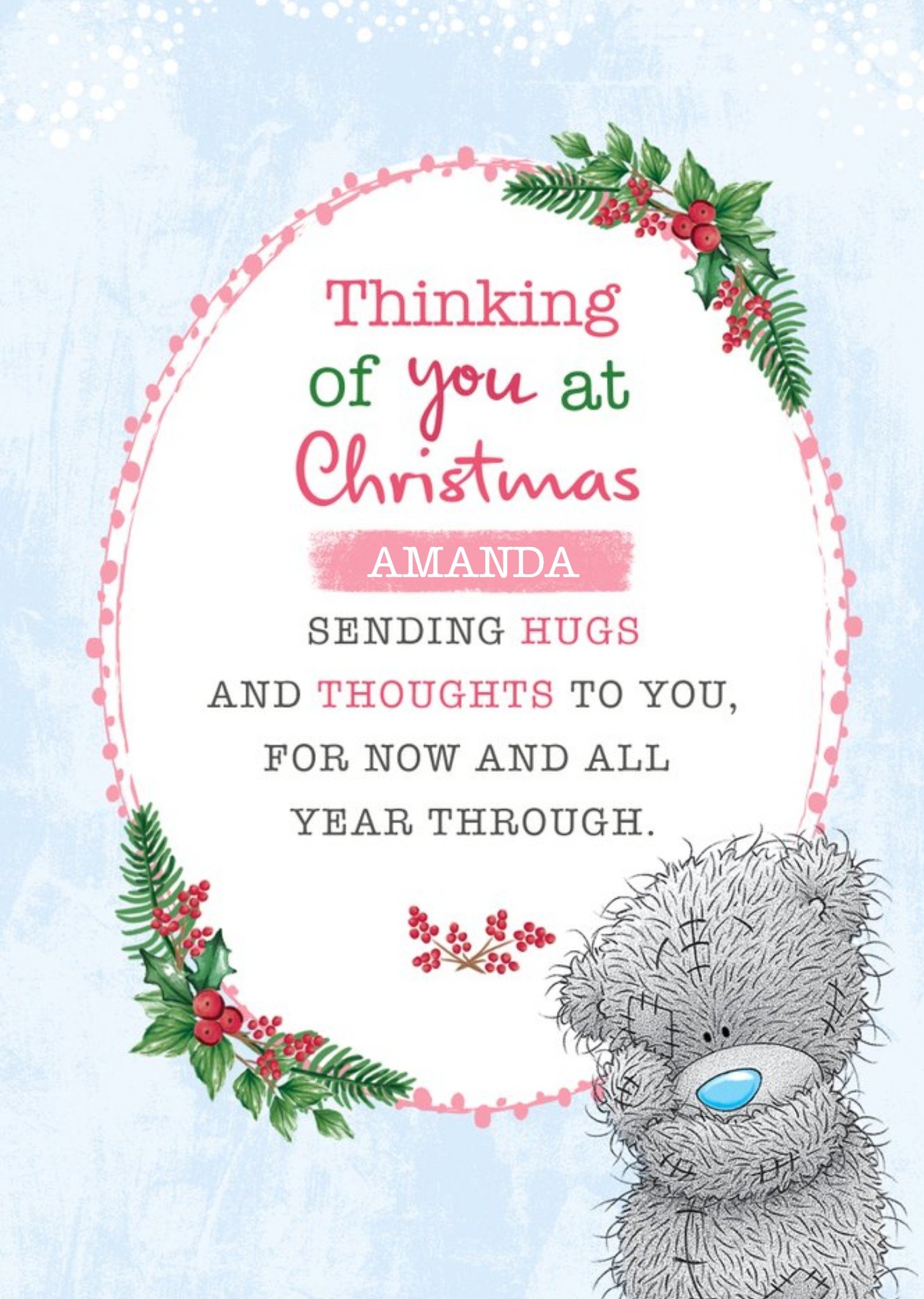 Me To You Tatty Teddy Thinking Of You At Christmas Personalised Card Ecard