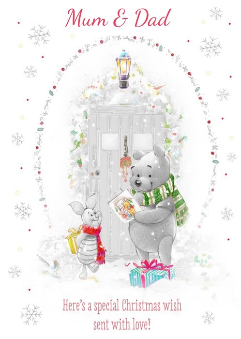 Disney Winnie The Pooh Black And White Special Christmas Personalised Card