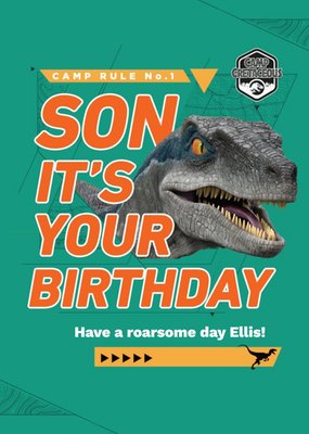 Jurassic Camp Cretaceous Son Birthday Card