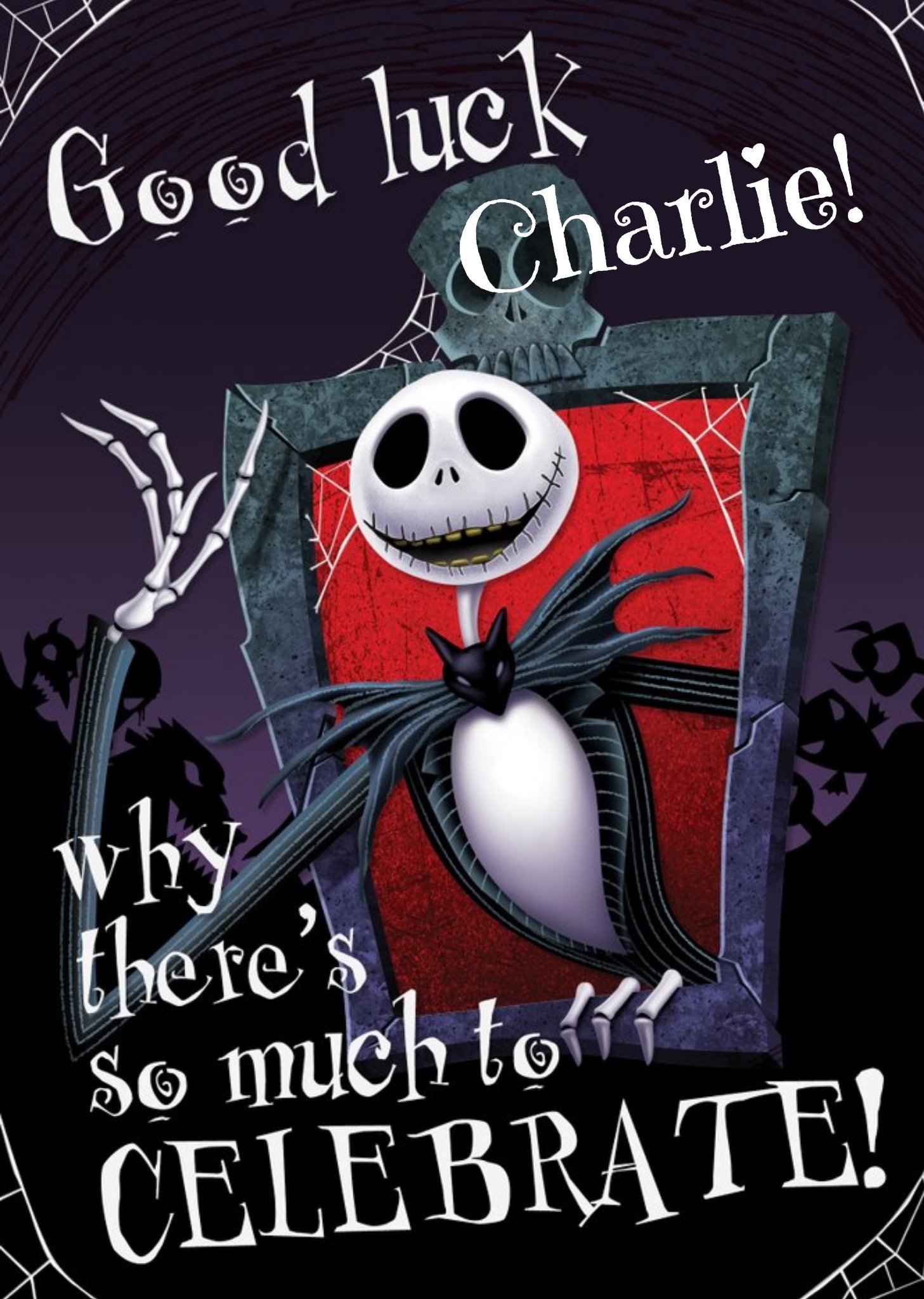 Disney The Nightmare Before Christmas Personalised Good Luck Card Ecard