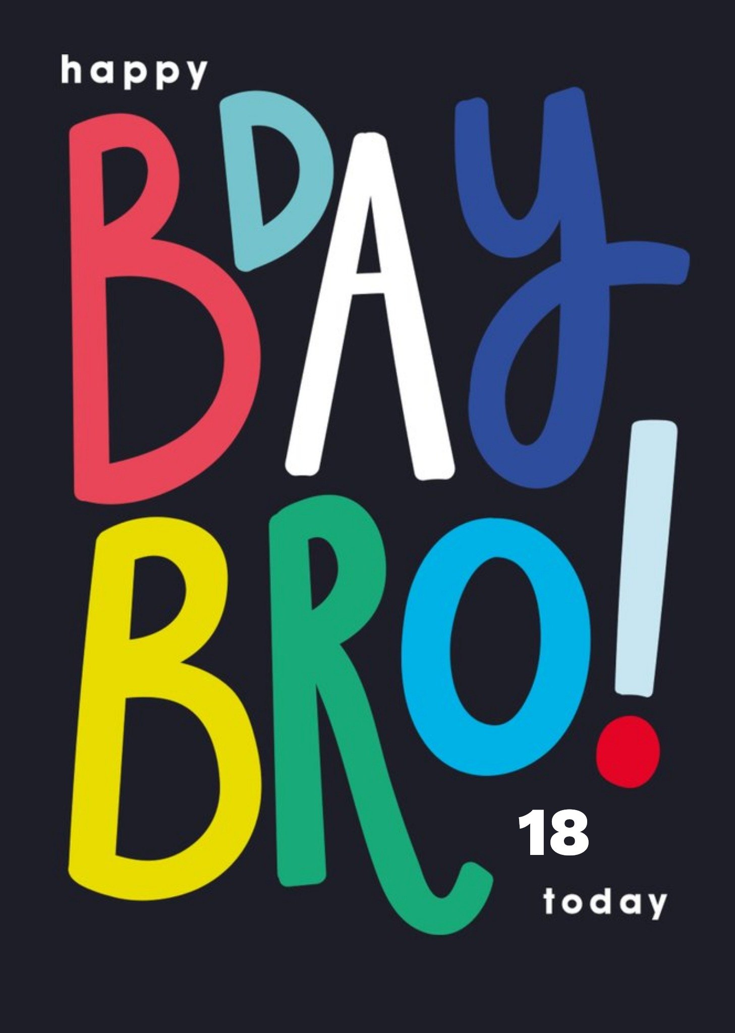 Moonpig Typographic Bday Bro Personalise Age Birthday Card, Large