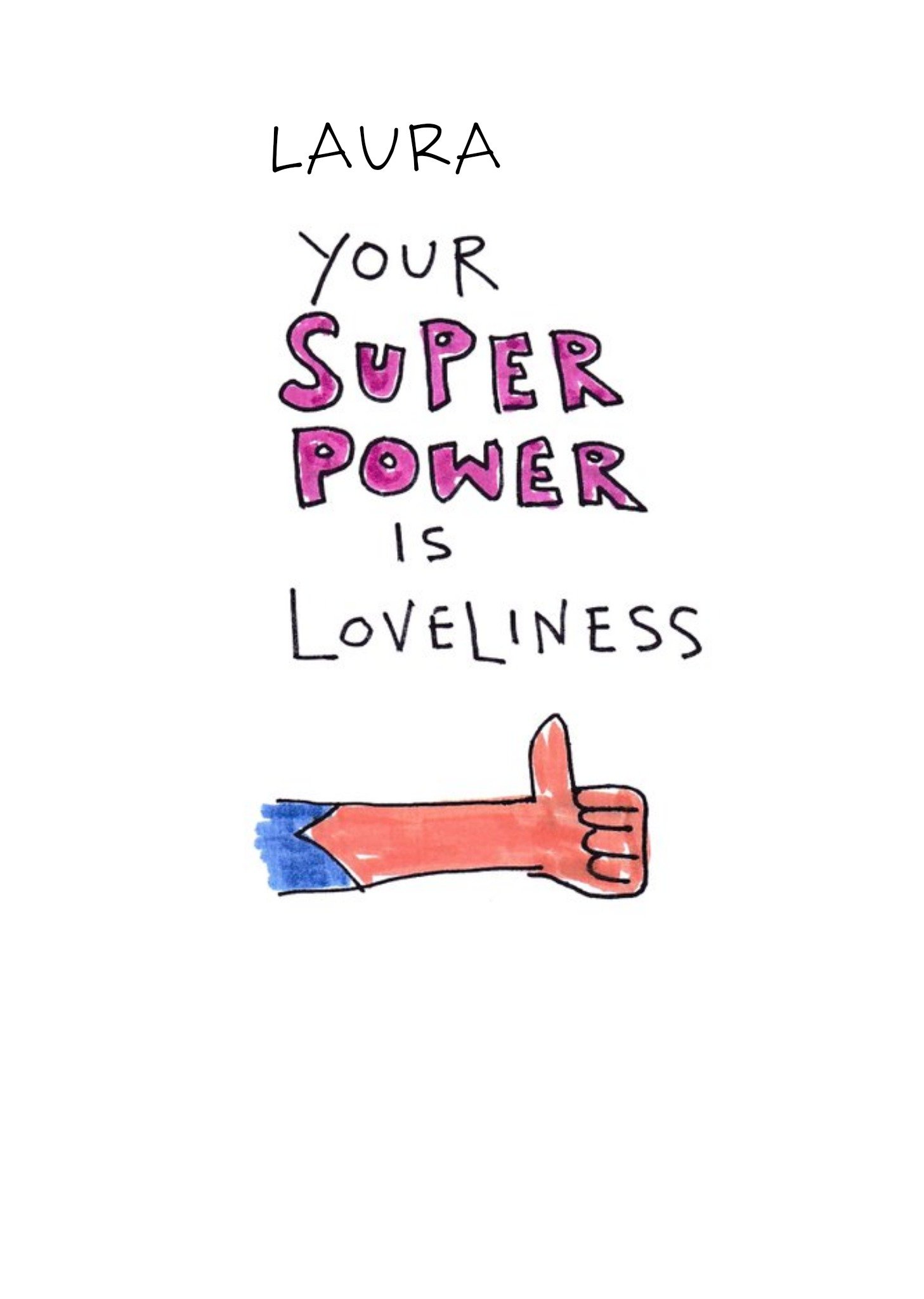 Moonpig Birthday Card - Super Power - Loveliness - Illustration Ecard