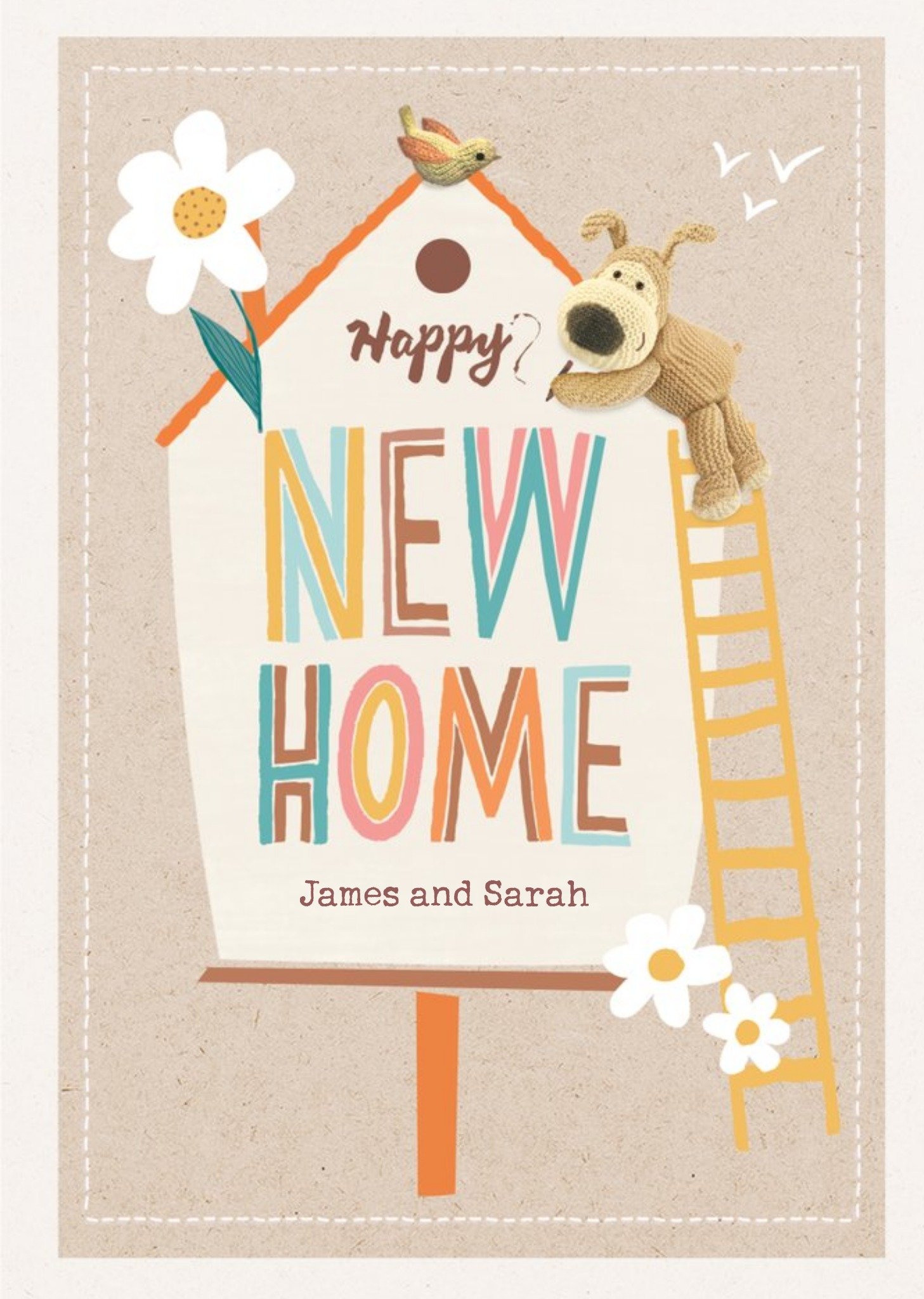 Cute Boofle Bird House New Home Card, Large