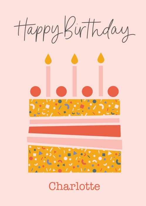 Happy Birthday Cake Personalised Birthday Card