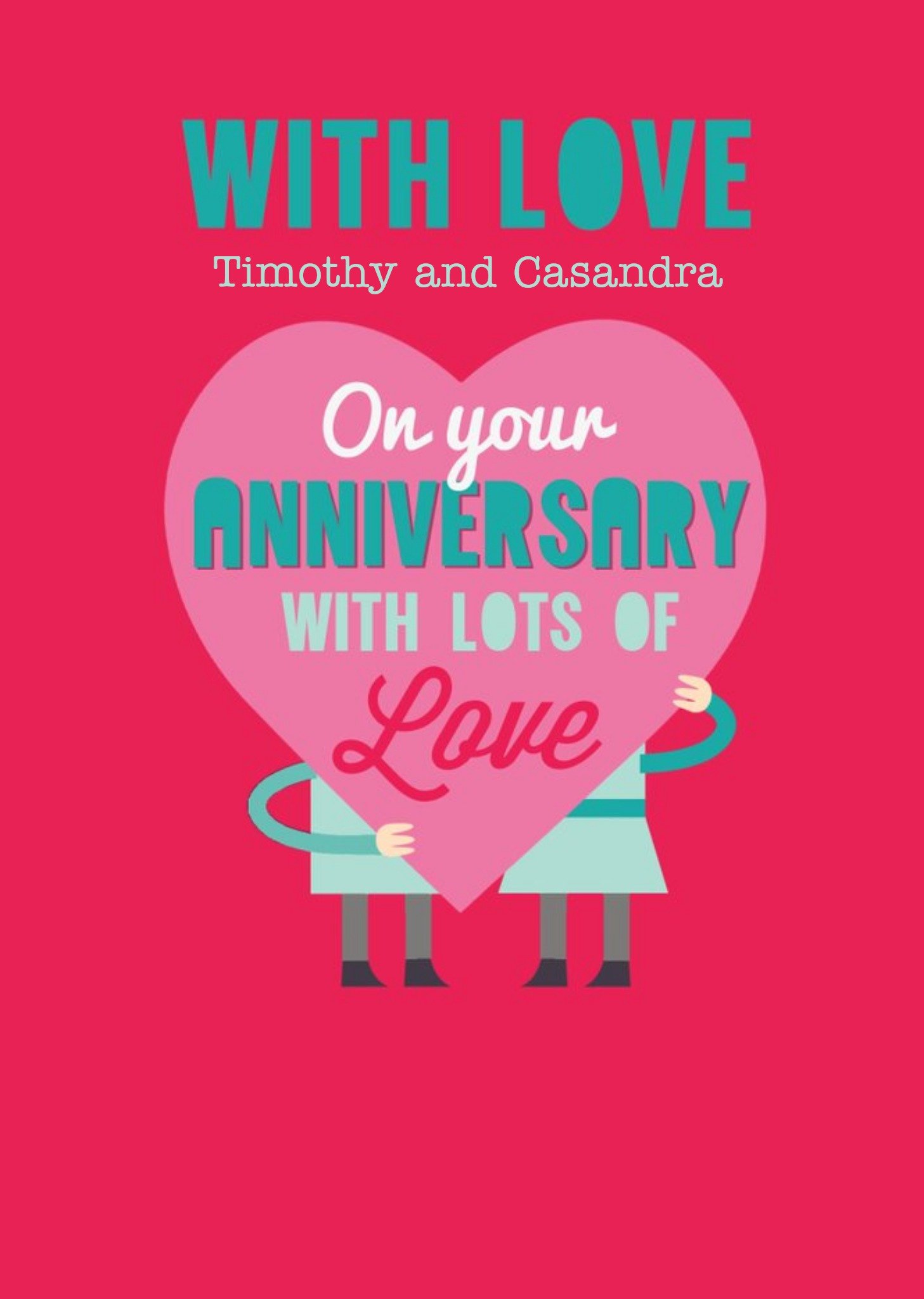 Moonpig Graphic Heart & Couple Editable Anniversary Card Ecard