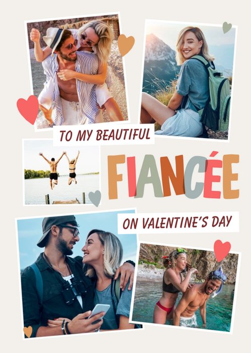 Typographic Photo Upload To My Beautiful Finacée Valentine's Day Card