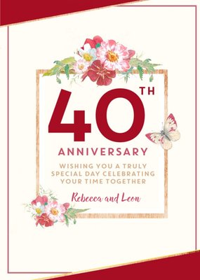 Traditional 40th Anniversary card, Wishing you a truly Special Day