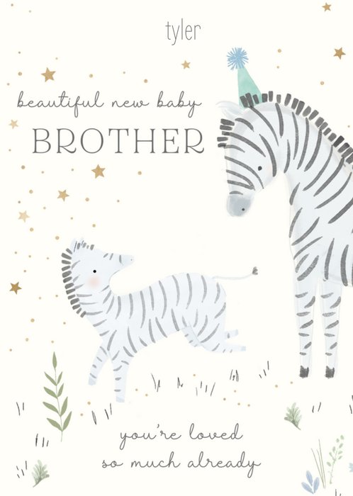 Beautiful Brother Zebra Illustrations New Baby Card