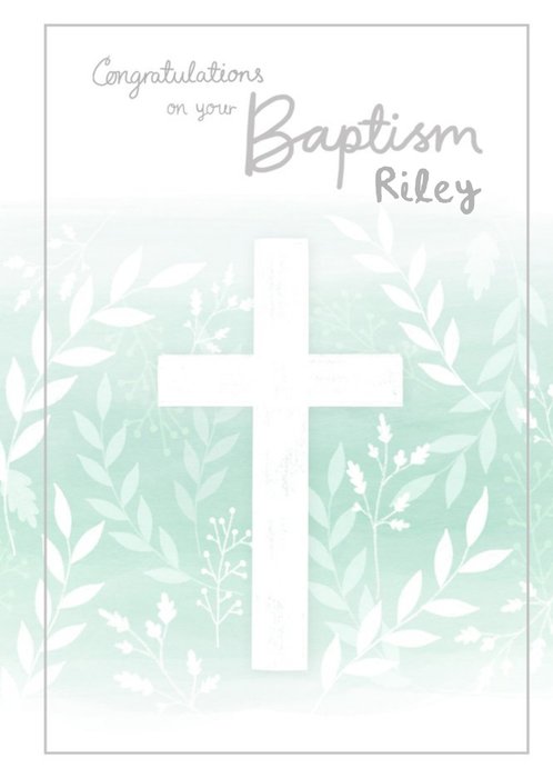 Millicent Venton Green Watercolour Cross Baptism Card