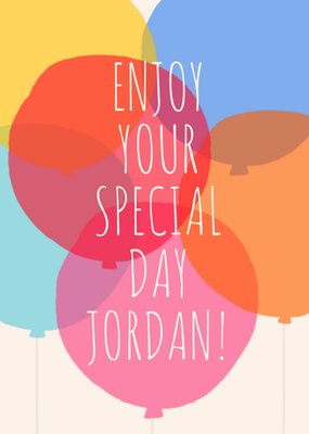 Simple Abstract Multicoloured Balloons Personalised Birthday Card