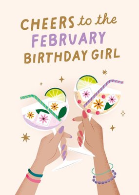 Cheers To The February Birthday Girl Card
