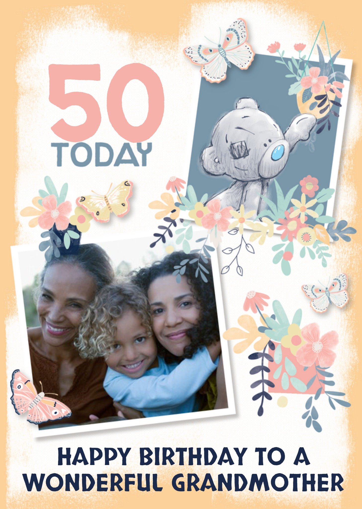 Me To You Tatty Teddy 50 Today Happy Birthday To A Wonderful Grandmother Photo Upload Card Ecard