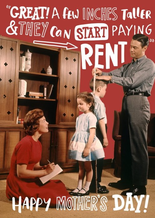 Funny Start Paying Rent Mother's Day Card