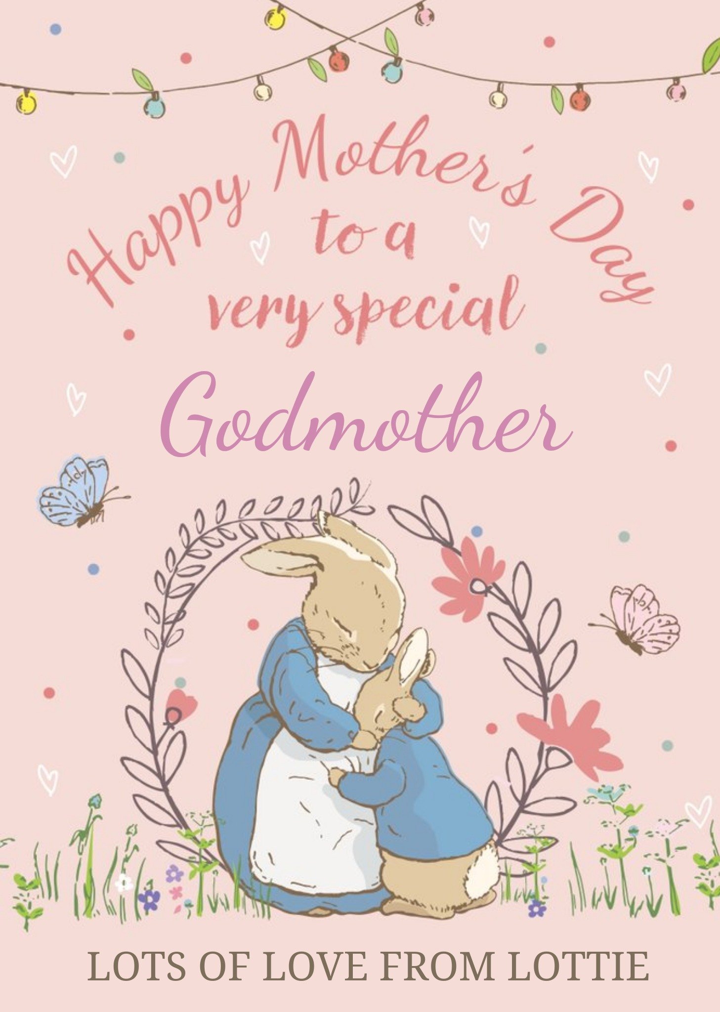 Beatrix Potter Peter Rabbit Happy Mothers Day Godmother Card